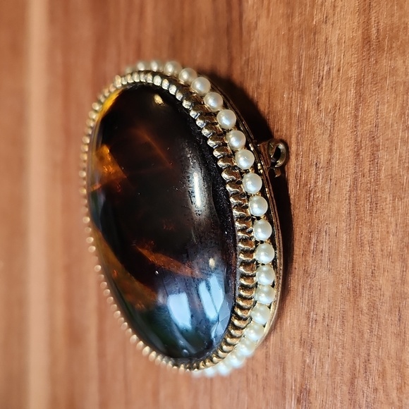 Turtle shell glass brooch - Picture 2 of 4